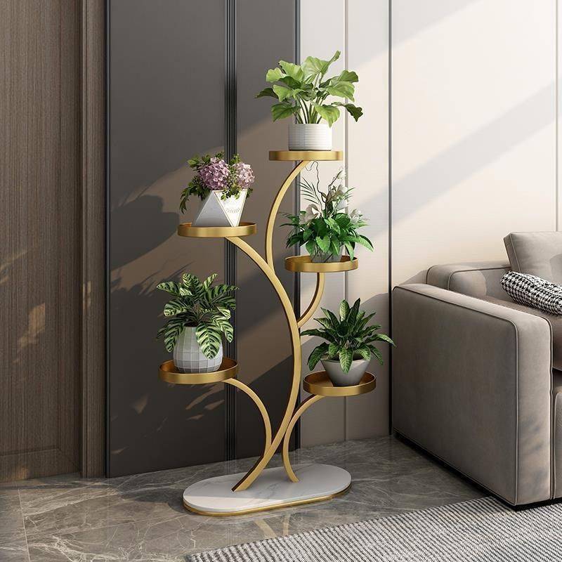 花架子客厅落地式阳台置物架多肉花架万向轮铁艺花盆托架多层