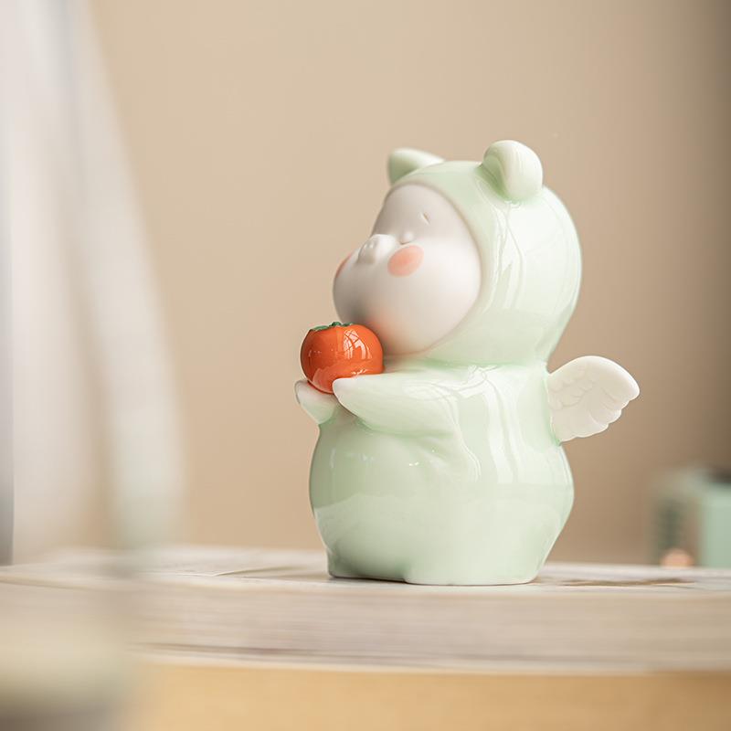 诸事BFD如意可爱小猪茶宠摆件创意生肖物瓷陶装饰桌品动车载面工