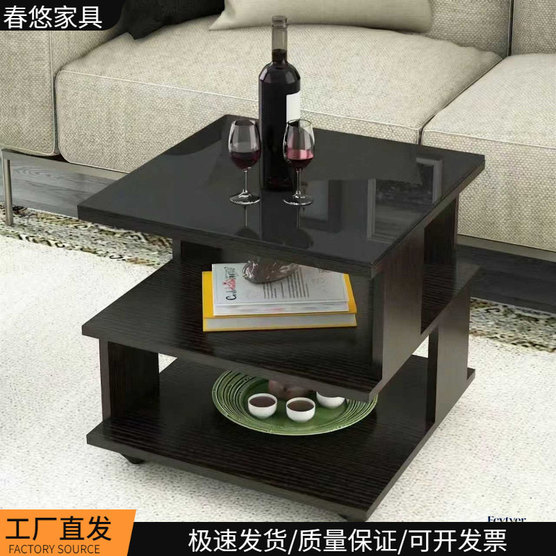 现代简约钢化玻璃茶几加厚三层客厅家用角几小户型置物收纳现货