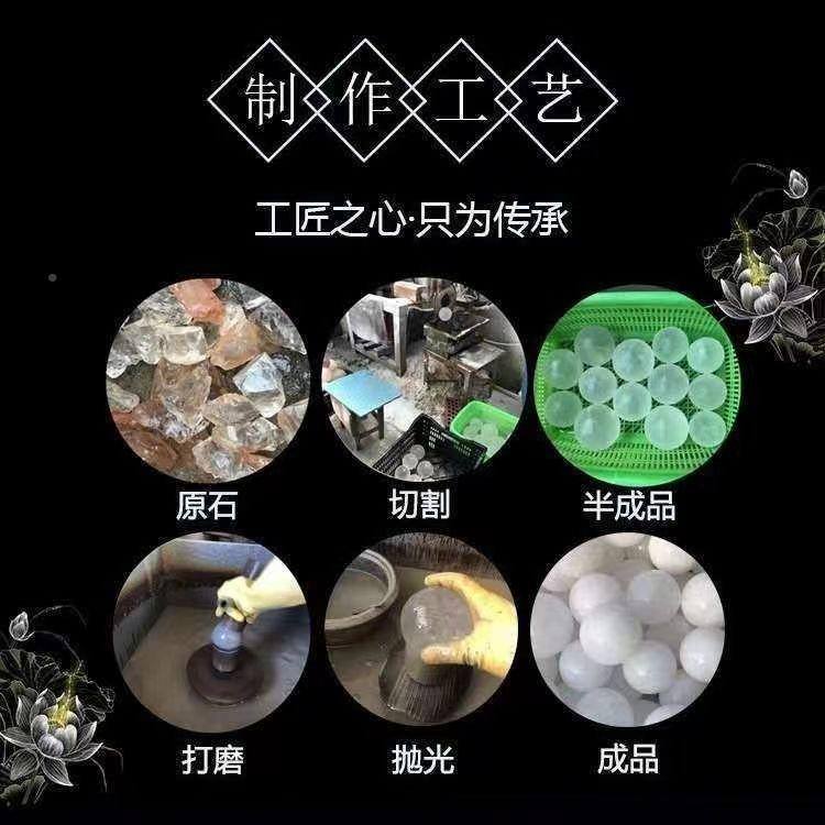 天然水晶球乳白白水晶球球公家办摆居件水白晶原石打磨品办公室家