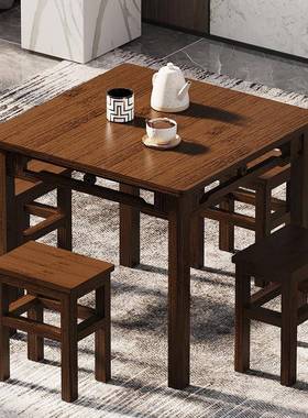 N5IFW正方形四方桌客吃饭桌小学习桌家用方桌小户型实厅竹木茶桌