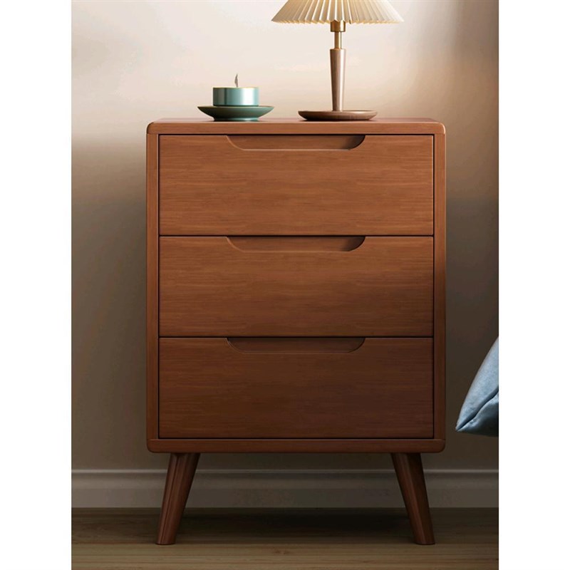 北欧全实木三抽床头柜橡木原木收纳D柜现代简约卧室储物柜斗柜整