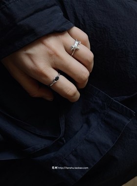 梵树For handmade-《夜剧院》92K5银 切面椭圆黑色锆石戒指