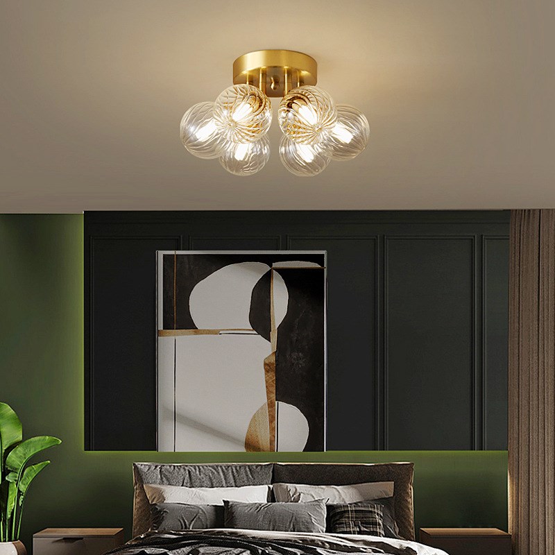 北欧轻奢全铜吸顶灯后现代简约温馨创意书房间玄关阳X台主卧室灯