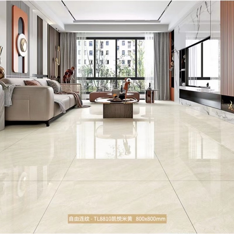 简约现代灰80*80通体大理石瓷砖暖色系800*M800地砖客厅地板砖防