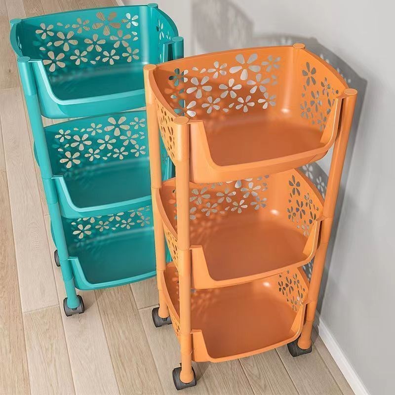 厨房置物架收纳架落地塑料多层厨房用品收纳筐整R理架蔬菜篮子家