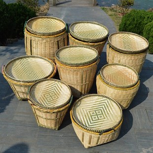 手工竹编筐大竹筐篓子超市饭店展G示收纳竹篮竹箩筐子植物盆 包邮