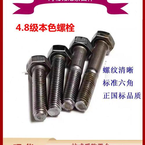 4.8级铁本色外六角螺丝钉加长外六角螺栓M6M8M10M12M14M16M24-M30