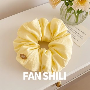 糯糯泡芙黄色大肠发圈高级感显白扎头发绳高级感皮W筋新款 头花头