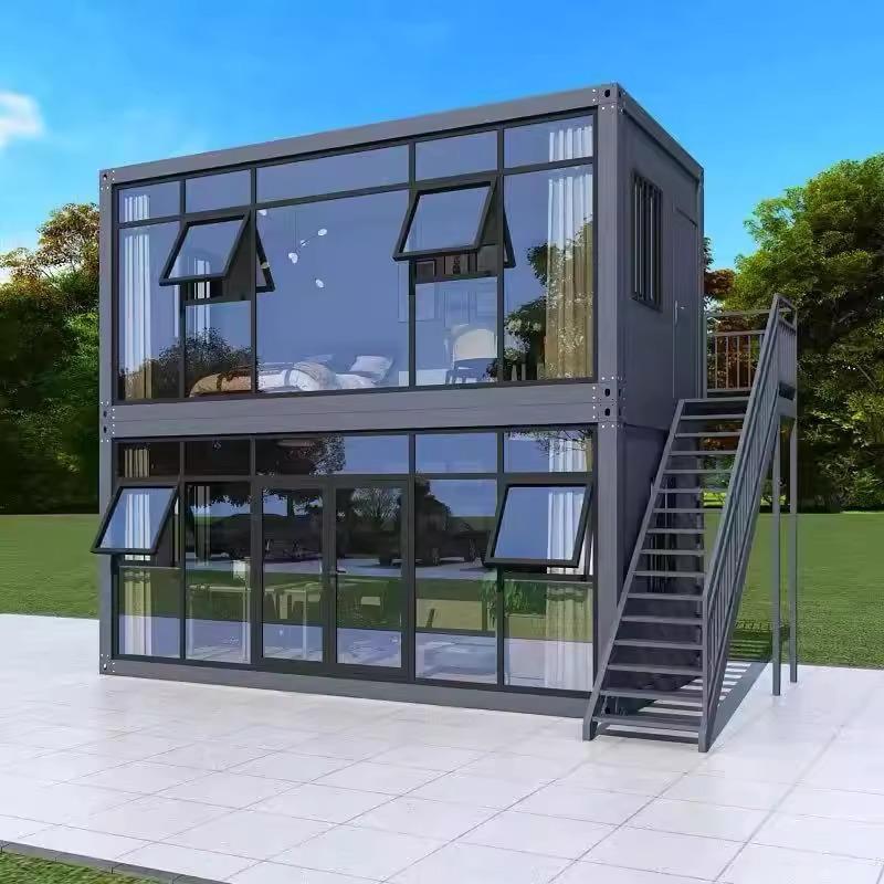 集装箱移动房玻璃幕墙轻钢自建组合房板房家用别墅阳光房快拼箱房