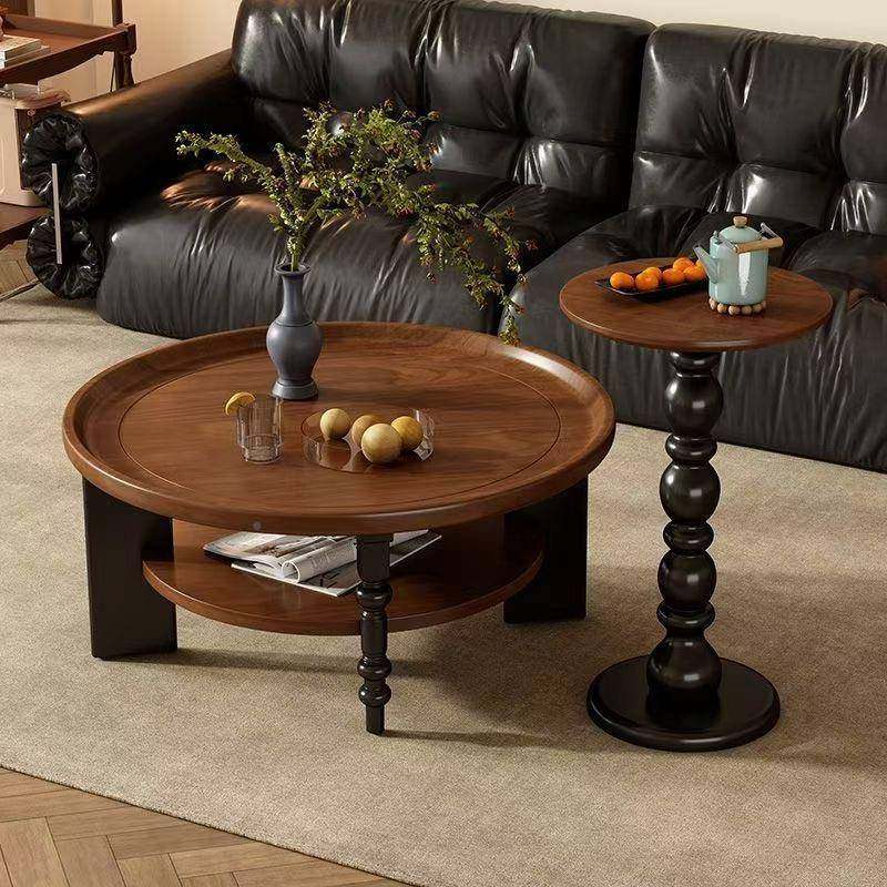 实木茶几法式圆形客茶小户型中式小桌子古风家桌用厅?中古风实美