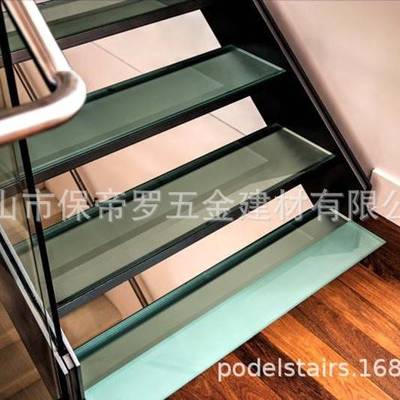 保帝罗玻璃楼梯钢结构楼梯扶手栏杆304不锈钢墙托玻璃托
