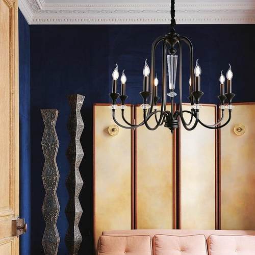 法式中南洋风灯客厅餐厅美约式复古蜡烛简吊黑色169古灯具