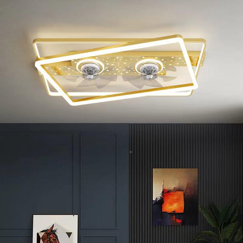 新款超薄带风扇吸顶LED厅客餐厅卧室灯SYX-021灯头语音带摇风扇一