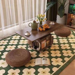 实户木移TQC推动车茶桌折叠餐小桌型两用客厅沙发边柜多功能升降