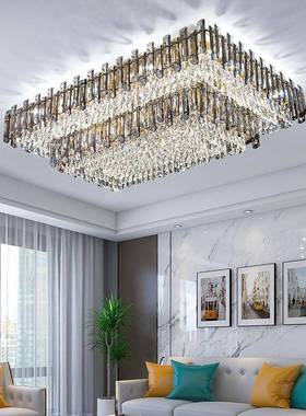奢水晶顶灯客厅大灯轻长方形后现代简吸约大年气2025新款灯具9780