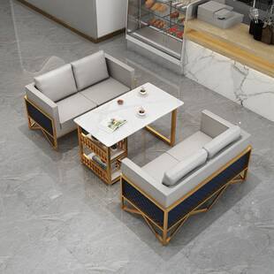 轻奢酒店大堂办公接待休闲区卡座沙发商务简约售楼处洽谈桌椅组合