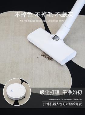 。客厅地毯黑色轻奢床感沙发地垫2F769JTS525新防水0免洗可款擦卧