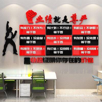 公司企业办公室销售33669385门业绩部文化墙标面励墙贴纸激励语装