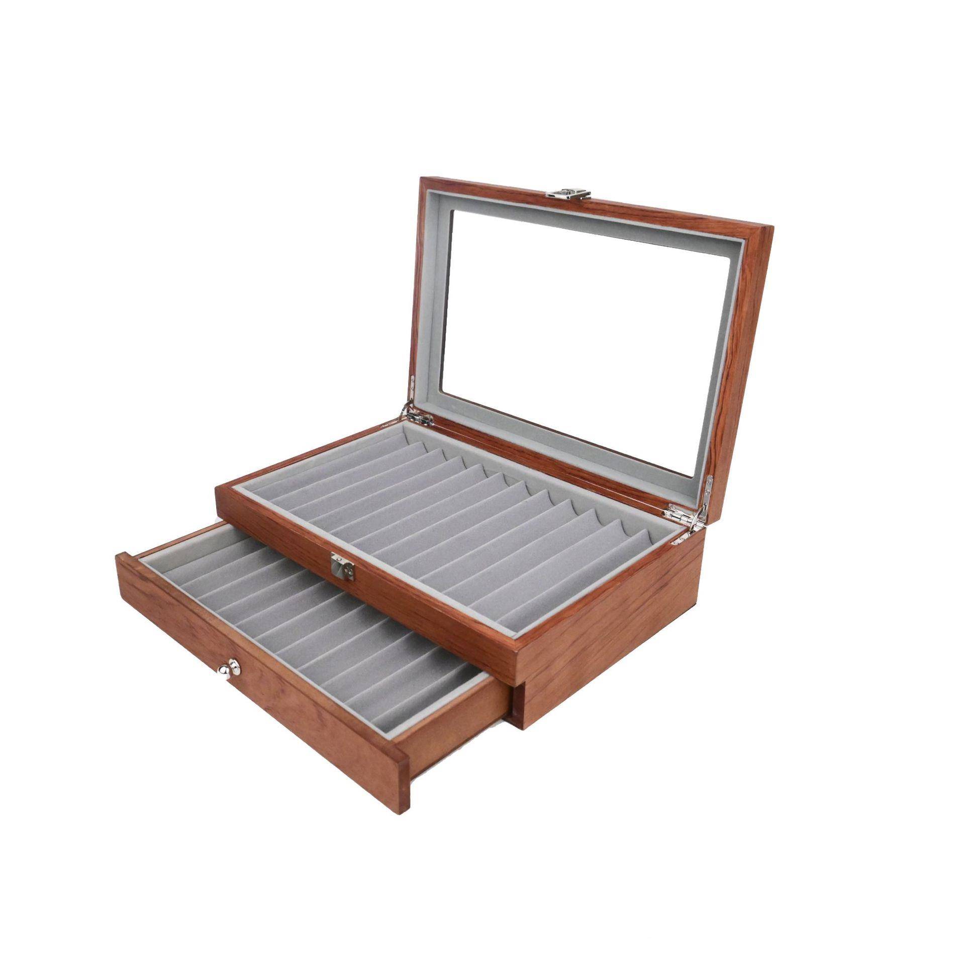 现钢笔纳盒2位木质大货抽屉式钢笔盒包装收盒双层GGF容量笔盒