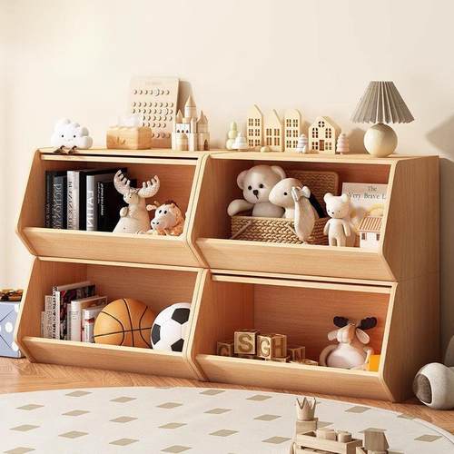 实木书柜带柜门置玩一体收靠墙储物柜61563儿童具纳矮柜客厅组合