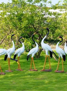 户外仿真鹤仙鹤玻璃钢tb-72261塑动物园林假山景水池雕景观丹顶造