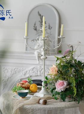 法式多头台摆件浪客厅复古A2794做旧婚庆铁炸烛台艺氛烛围漫感烛