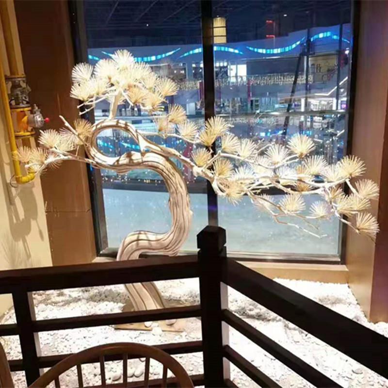 真迎客松饰雪松马松尾商FZSS-YQS仿场装松树落地仿真树造型手工仿