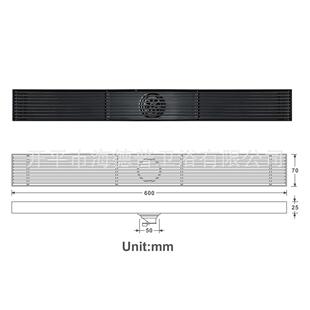 HIDE面EP不锈钢长地HIDL163-漏钢条栅网I黑色地漏格浴室阳台地漏H