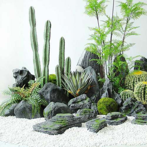 仿真石头软装池景玻钢璃假山造室内摆件花园中式庭院室17112445外