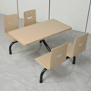 4-人位工厂学校食堂连体餐桌椅组合学生饭堂快餐桌椅员工餐厅桌椅