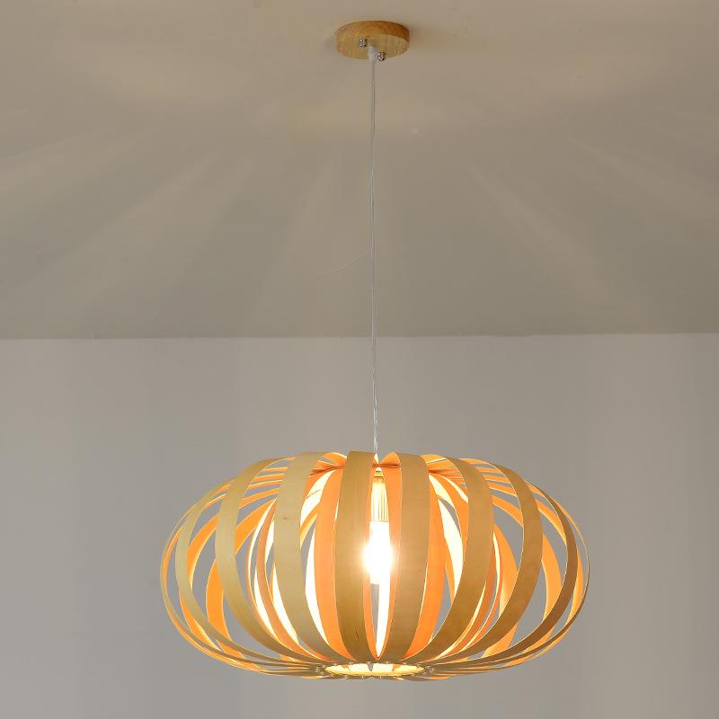 日式实木吊灯餐厅灯创意简YLIN约原木室自然风格料茶个日性民宿装