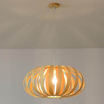 日式实木吊灯餐厅灯创意简YLIN约原木室自然风格料茶个日性民宿装