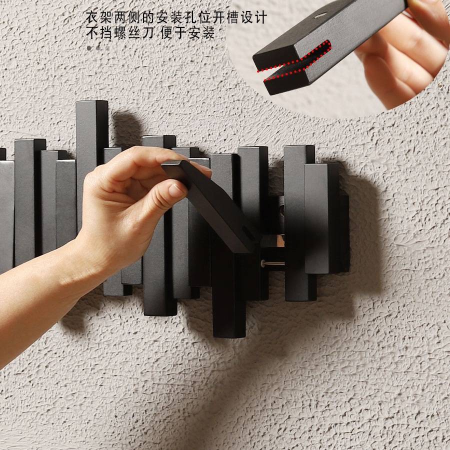 钢琴键挂衣架墙上壁挂进门玄关挂钩入户门衣服木质创意门后衣帽架