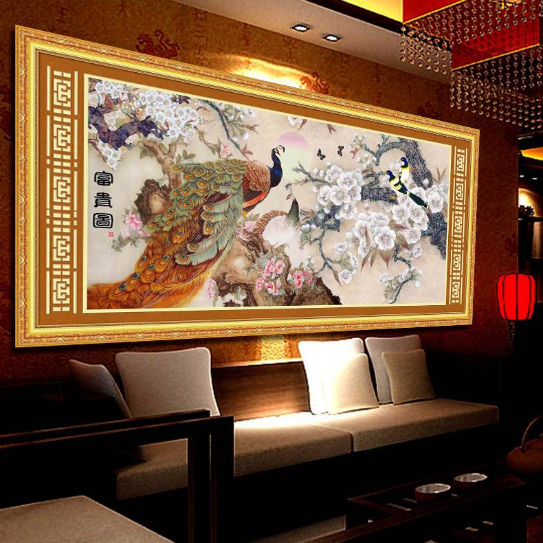 青飞5D梅花孔雀十字绣富贵图之梅花喜鹊吉祥图客厅新款孔雀钻石画