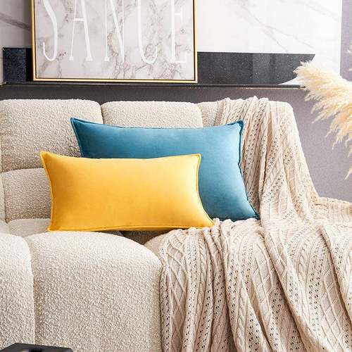 天垫鹅绒沙发抱方枕长形靠长枕客厅大腰枕条靠套XX852206护腰靠长