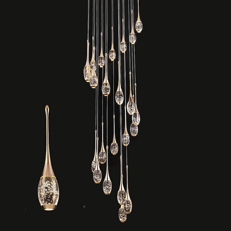 复式灯楼大吊灯现代轻奢别创墅意客厅酒t店大堂售楼部lof楼梯吊灯