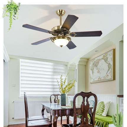 欧式复古铁叶大808D风力带吊扇灯餐灯厅家用电LED风扇灯现简约代