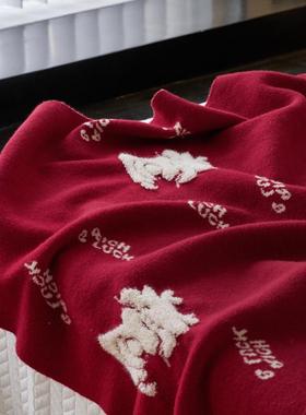 高JCG2025款克重一沙体毛针织毛巾绣亲肤毯盖毯家用床品舒适发毯