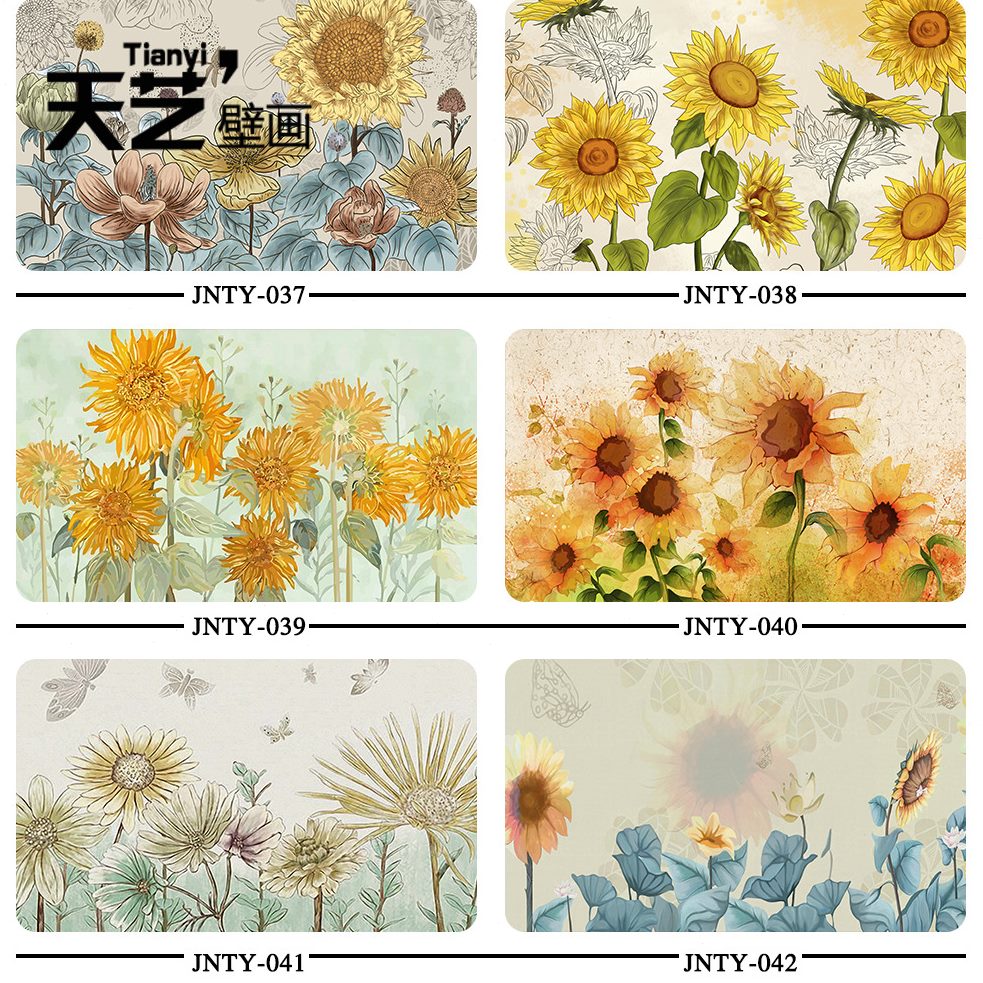 电视背景墙壁纸壁画来图定制图库油画花卉
