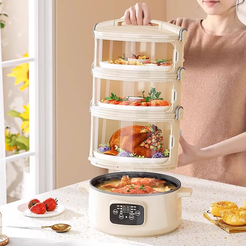 冬季多层热菜罩神器手提可饭菜盖菜罩饭家用冬天热电加热保温菜罩