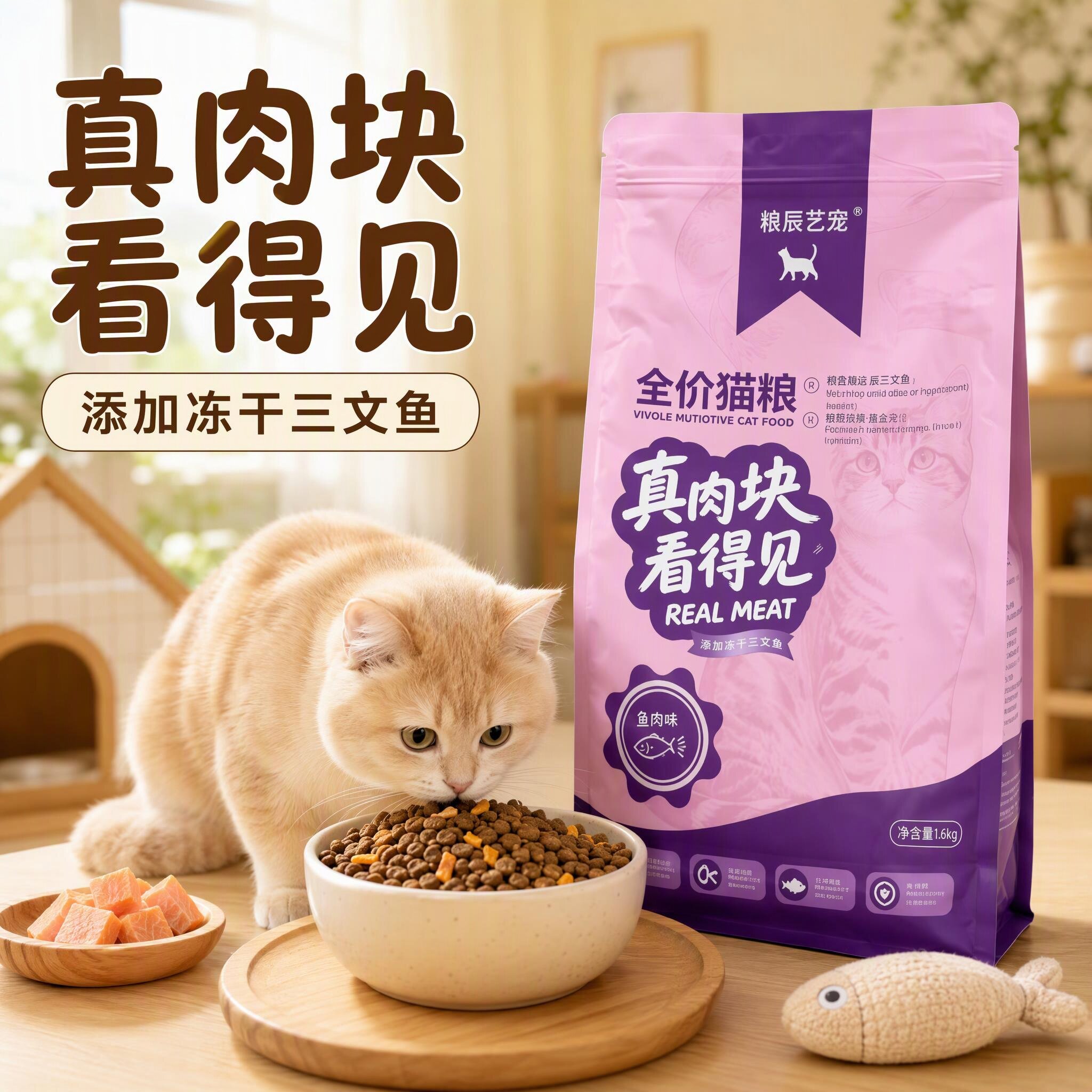 粮辰艺宠全价猫粮添加冻干三文鱼成猫幼猫通用养胃不软便毛球包邮