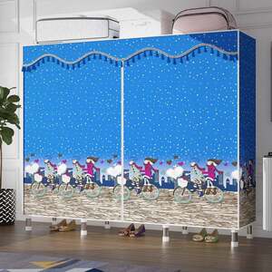 简易衣柜布衣柜钢管加粗加固单双号衣橱家用卧室出租房收纳架跨境