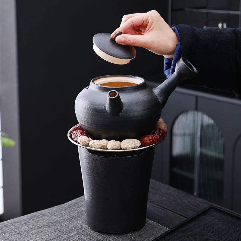 粗陶提套梁壶煮茶炉茶户外露营泡茶壶煮YJRX-250茶壶酒精温暖茶装