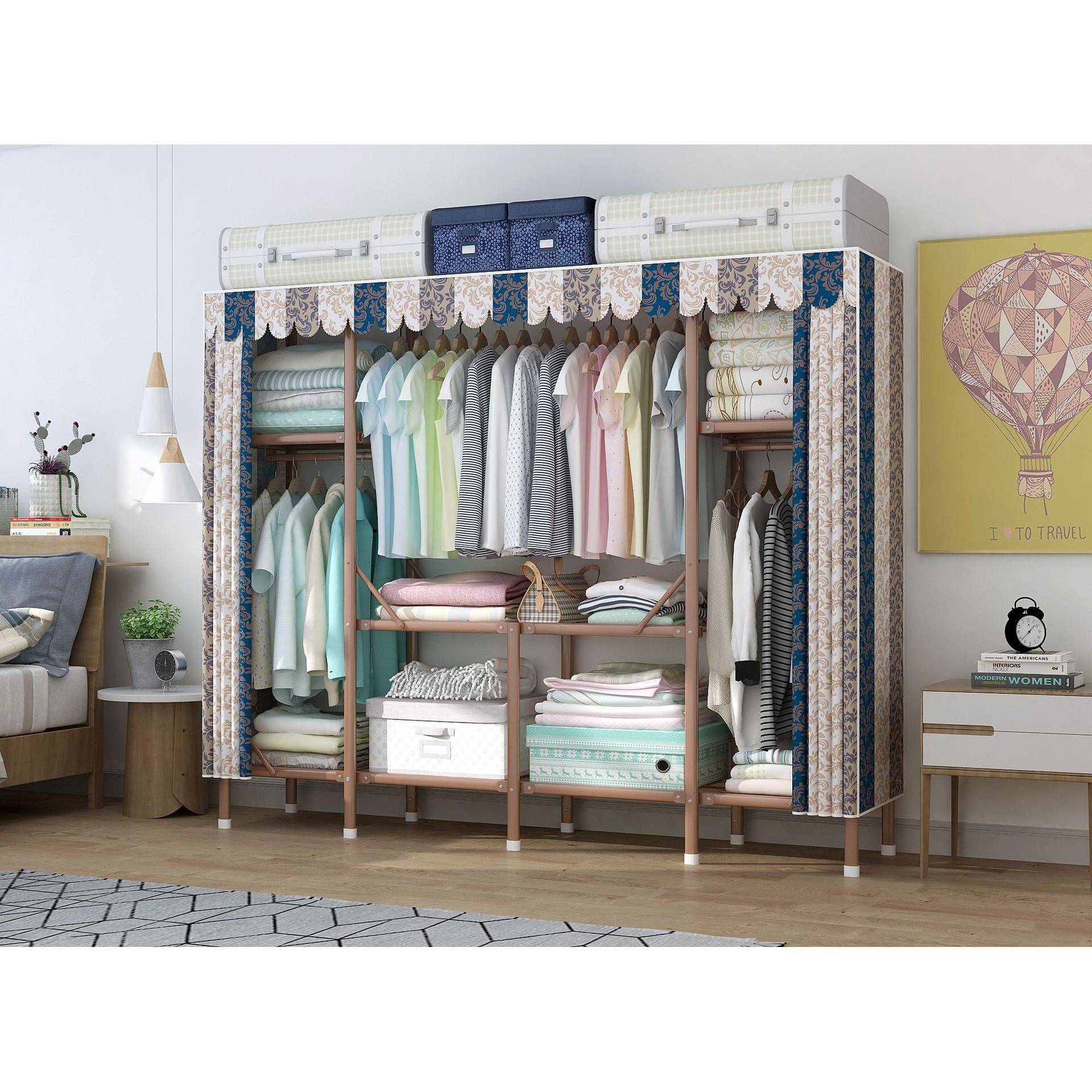 折叠衣ZD100A.Z柜型简易布衣钢管加粗加固简经约现代济组装衣橱收