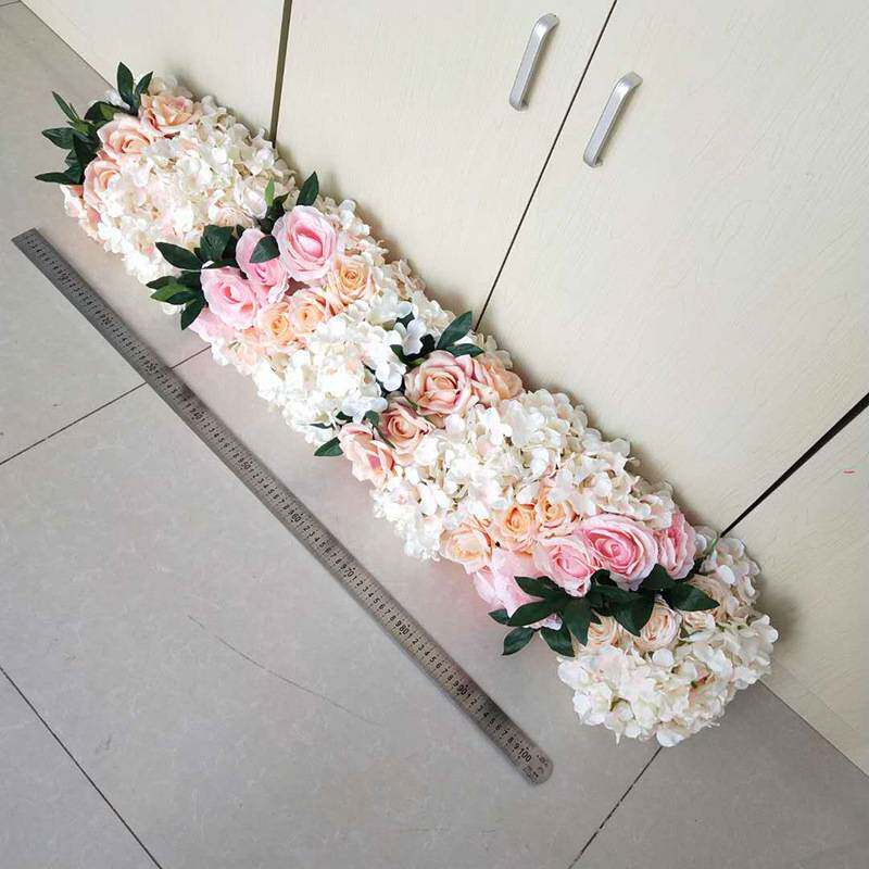 新品1米长款花排婚礼T台路引拱门婚庆仿真花排花婚庆用品玫瑰假花