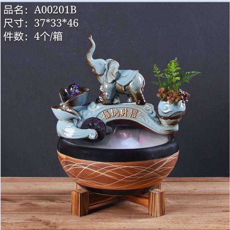 一帆风顺创意喷泉流水摆件加湿器风水招财客厅办公室桌面装饰送礼