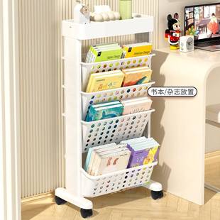 多功能学生桌边大容量书架可移动多层折叠课桌便携书本收纳置物架