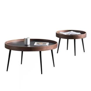 亚沙马家逊客厅用意式轻简约现代小户型小圆Y3凹槽桌子简约风发小