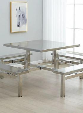 不锈钢餐桌椅加学校学生食堂工厂员工饭餐桌4堂人6人8LOA厚人连位